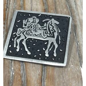 Vintage Alice Seely “Urban Fetish” Horse & Rider Pewter Brooch — Signed 2000